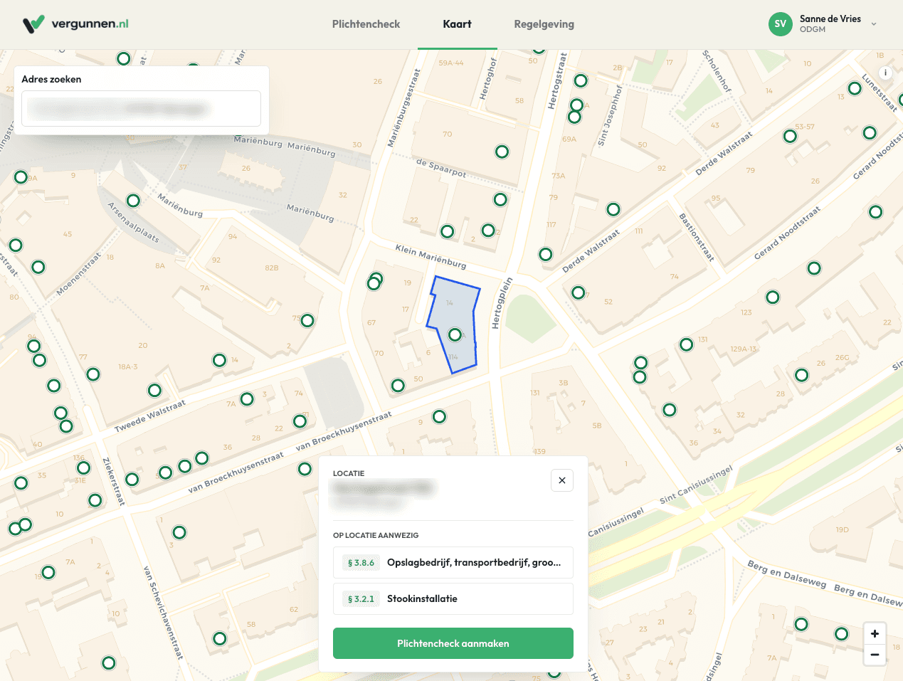 Schermafbeelding: locatie en aanwezige activiteiten verkennen op de kaart