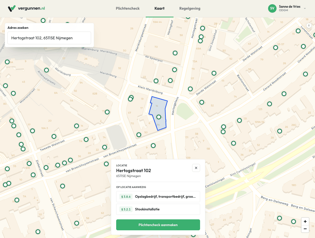 Schermafbeelding: locatie en aanwezige activiteiten verkennen op de kaart